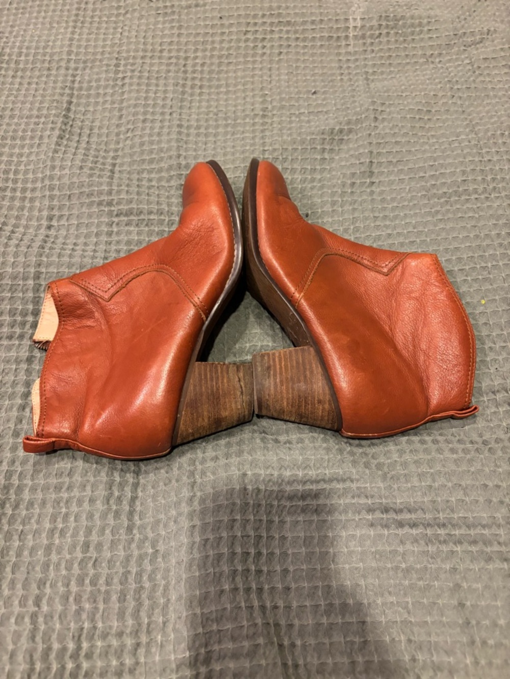 Rust Brown Leather Ankle Booties